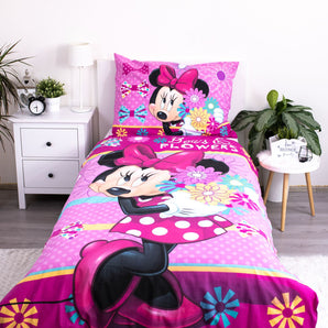 Minnie Maus Blumen Bettwäsche - weiche Baumwolle 140x200 cm Kissen und Decke