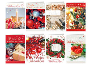"Frohe Weihnachten" Weihnachtskarte - 8-fach sortiert