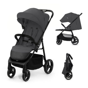 Kinderkraft TRIG 3 Kinderwagen, Kinderbuggy, Liegewagen, Sportwagen, Buggy, Zusammenklappen, Breite und tiefe Sitz, mit Liegeposition, 4 Rad Dämpfung, Große Dach, 5-Punkt-Gurt, bis zu 25 kg, Beige