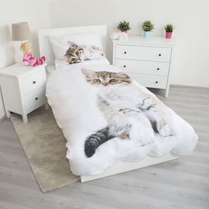 Katze Bettwäsche Kätzchen - 140x200 cm weiche Baumwolle Kissen und Decke