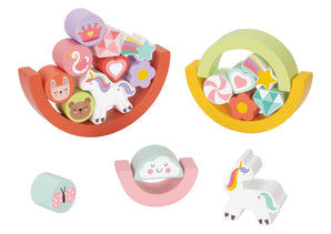 Holz Einhorn Balance Stapelspiel – Montessori Baustein-Set für Kleinkinder