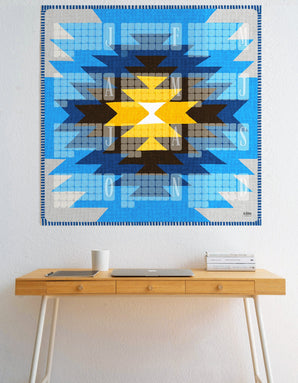 Fine Art Wandkalender  // Kilim Yamka azurblau