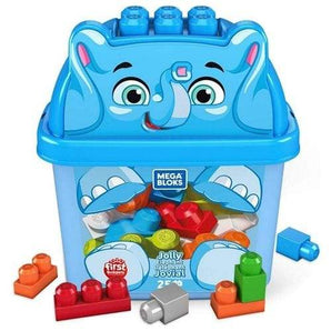 MEGA BLOKS Erste Bausteine – 25 bunte Steckbausteine in der Elefant-Box | ab 3 Jahren