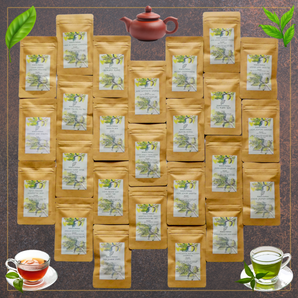 Probierpaket: Von jeder der 25 angebotenen Teesorten 20 Gramm