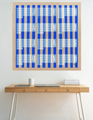 Fine Art Wandkalender // Kilim Stripe creme blau