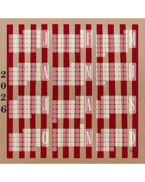 Fine Art Wandkalender // Kilim Stripe creme rot