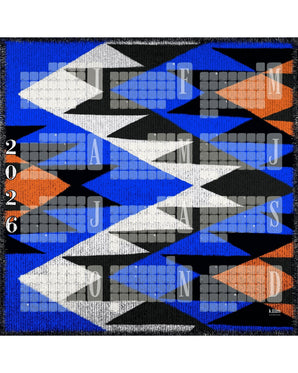 Fine Art Wandkalender // Kilim Tiger blau